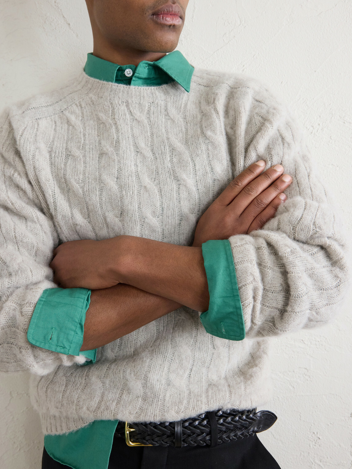 Drake's - Cable-Knit Virgin Wool Sweater - Gray
