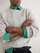 Drake's - Cable-Knit Virgin Wool Sweater - Gray