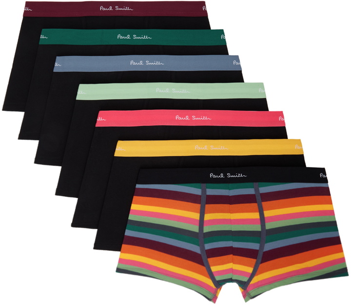 Photo: Paul Smith Seven-Pack Black Artist Stripe Boxer Briefs