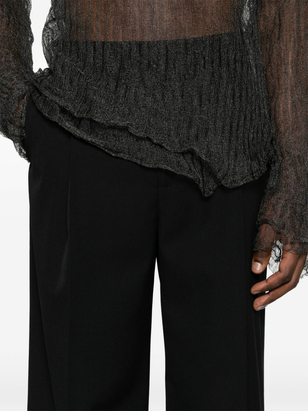 MLGA Black Wide-Leg Wool Trousers