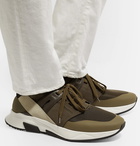 TOM FORD - Jago Neoprene, Suede and Mesh Sneakers - Army green