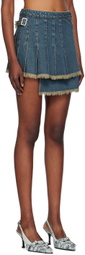 Feng Chen Wang Blue Pleated Denim Miniskirt