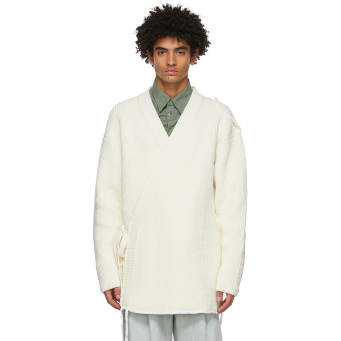 Photo: Dunhill Off-White Chunky Wrap Cardigan