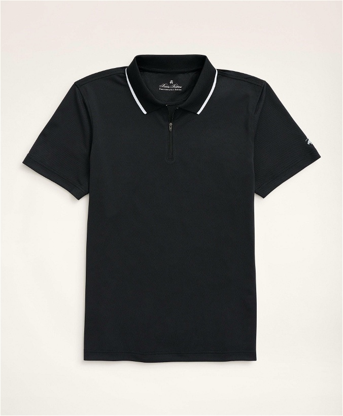 Photo: Brooks Brothers Men's Stretch Performance Series Zip Jersey Polo Shirt | Black