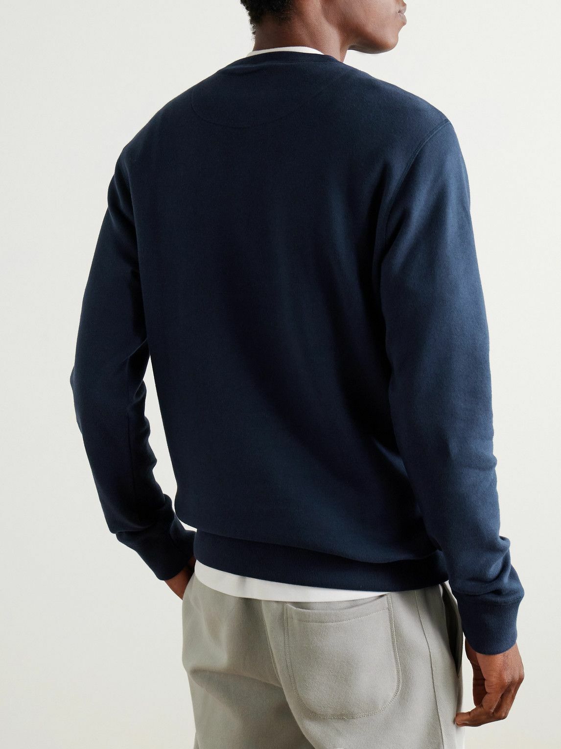 Kingsman - Logo-Embroidered Cotton and Cashmere-Blend Jersey Sweatshirt - Blue