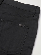 SAINT LAURENT - Straight-Leg Distressed Organic Denim Shorts - Black