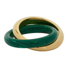 Bottega Veneta Green and Gold Double Ring