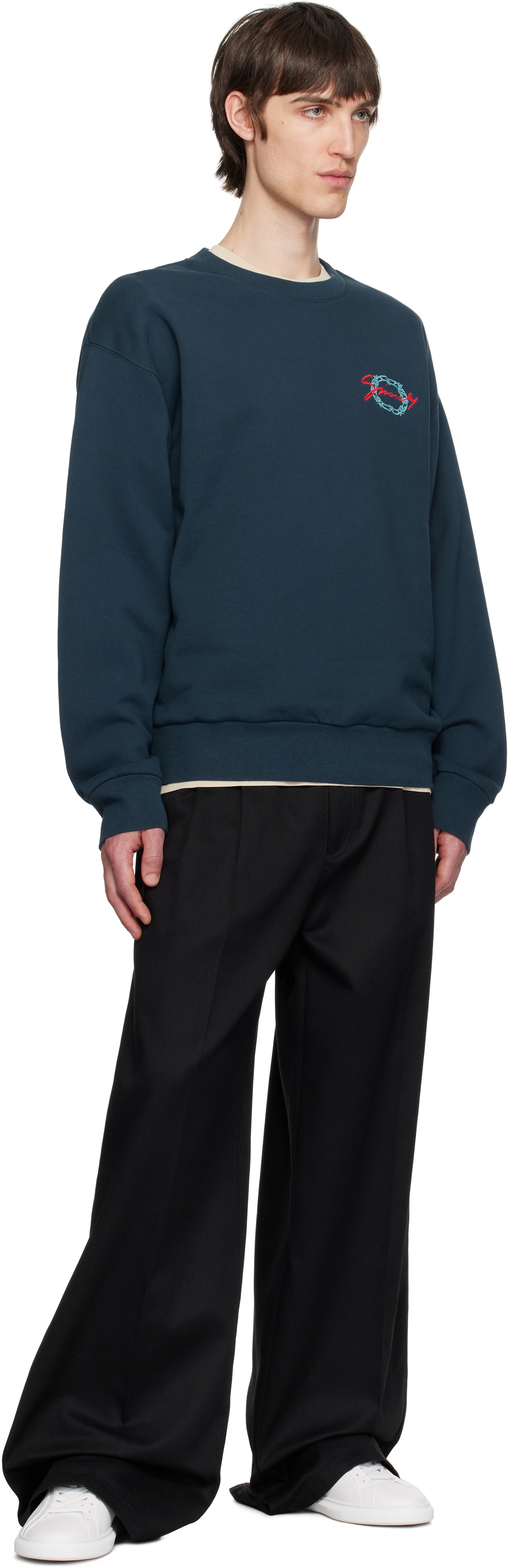 Givenchy Navy 'GIVENCHY' Medallion Sweatshirt