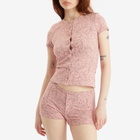 Fruity Booty Women's Posy Jaquard Short Sleeve Top in Pink/Grey