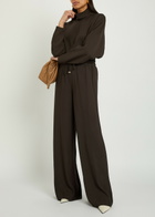 Joseph Dee Wide-leg Crepe Trousers Brown
