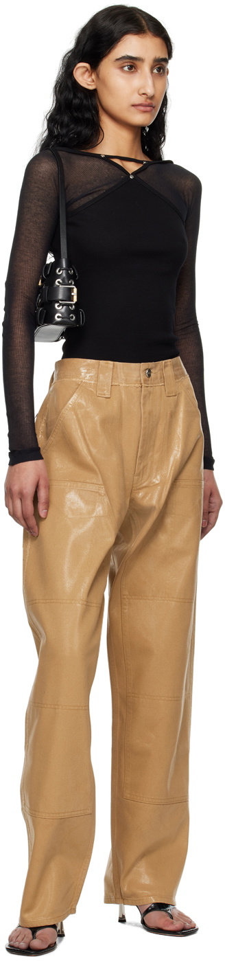 Dion Lee Beige Laminated Jeans