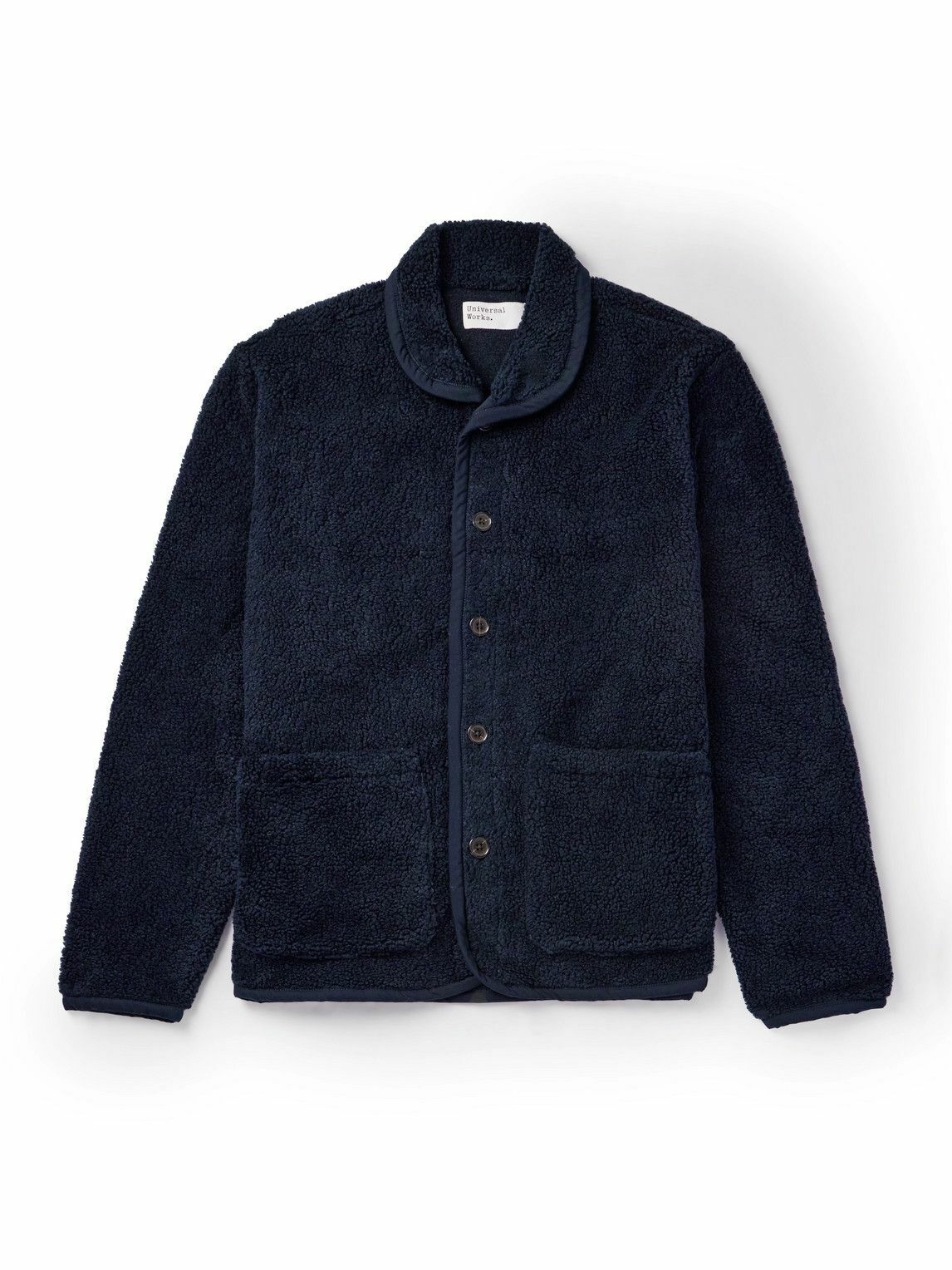 Photo: Universal Works - Lancaster Shawl-Collar Fleece Jacket - Blue