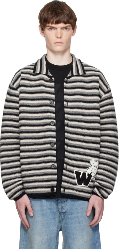 Photo: We11done Multicolor Black Stripe Embroidered Cardigan