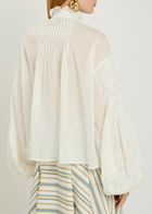 Thierry Colson Slava Embroidered Balloon Sleeve Cotton Shirt Off White