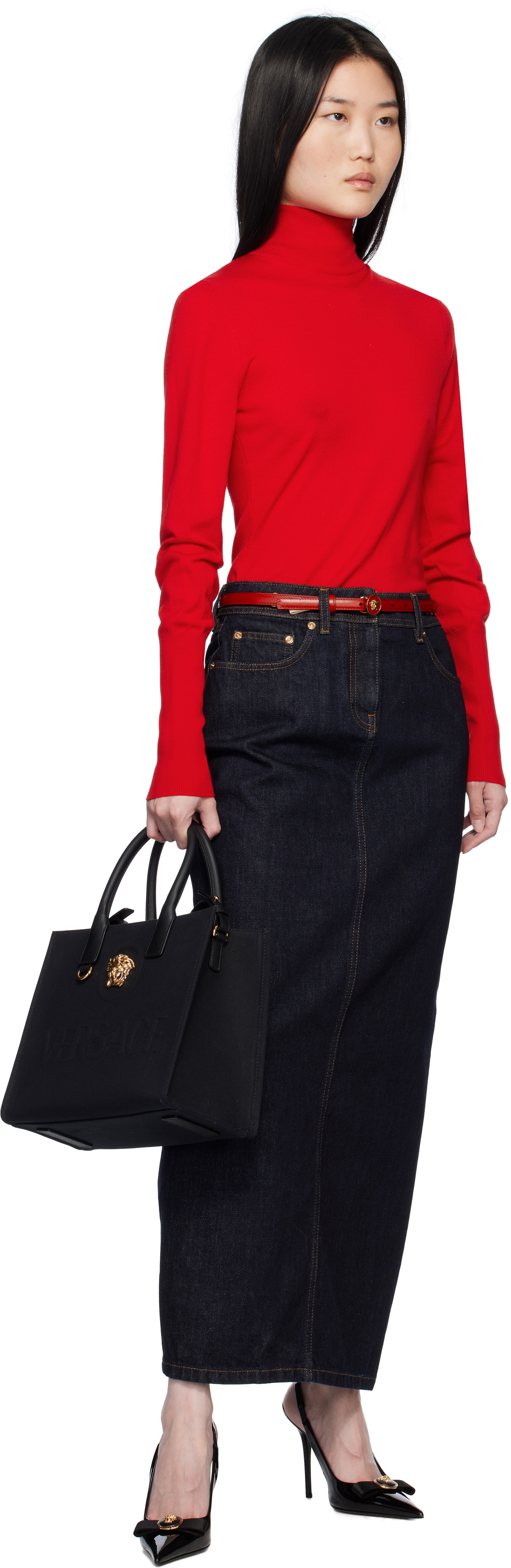 Versace Red Medusa Biggie Belt Versace display picture 3