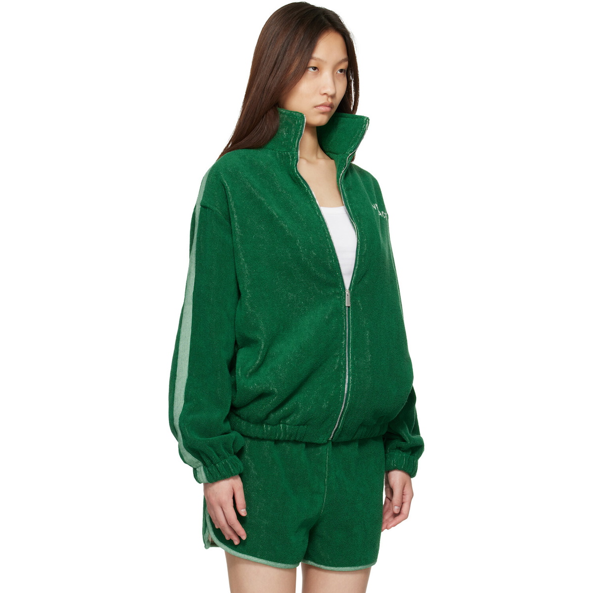 Versace Green Cotton-Terry Jacquard Zip Jacket