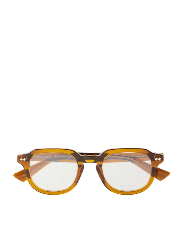 Photo: Bottega Veneta - Ribbon Stud Round-Frame Recycled Acetate Glasses - Brown