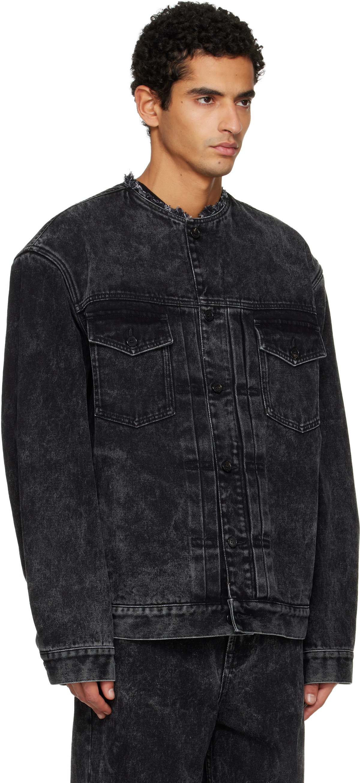 Lanvin Black Loose Fit Washed Denim Jacket