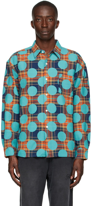 Photo: Awake NY Orange Flannel Polka Dot Shirt