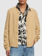 PALM ANGELS - Curved Logo Wool Blend Cardigan