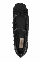 VALENTINO GARAVANI silk rockstud ballet flats Black