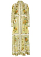 Alemais Dixie Printed Ramie Maxi Shirt Dress Yellow