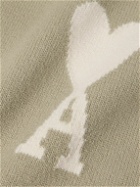 AMI PARIS - Logo-Intarsia Virgin Wool Sweater - Neutrals