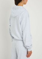 Skims Zip-up Cotton-blend Hooded Sweatshirt Light Grey