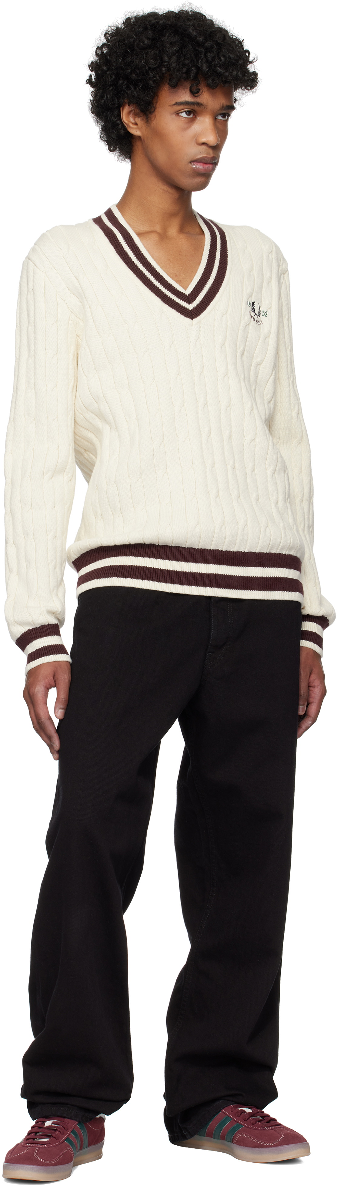 Fred Perry Off-White Cable Knit Tennis Sweater