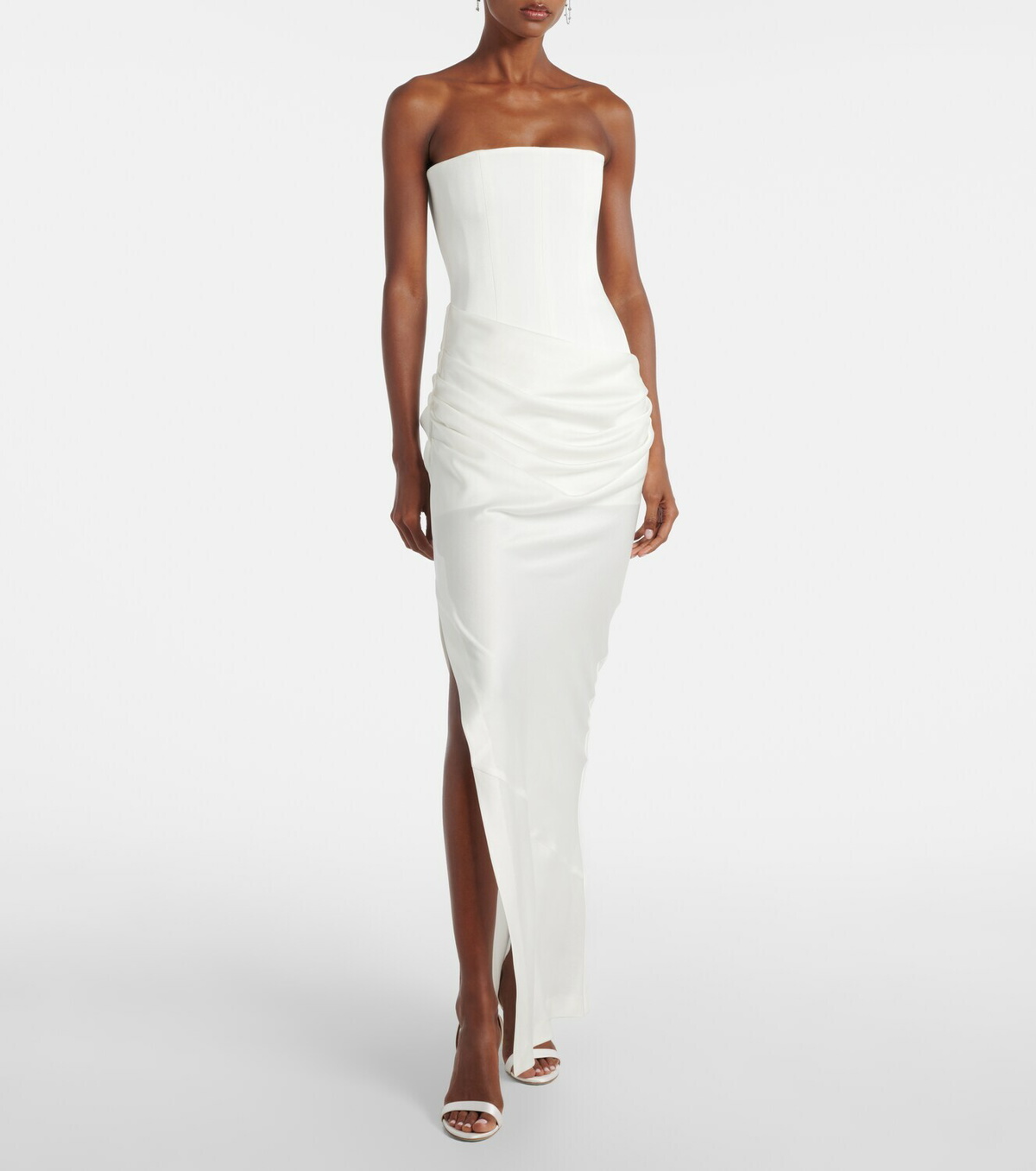 Alex Perry Bridal draped crêpe satin corset gown