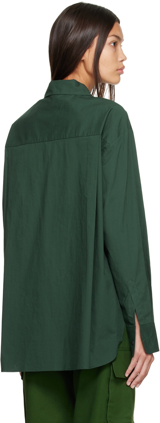Green Lui patch-pocket striped cotton-poplin shirt
