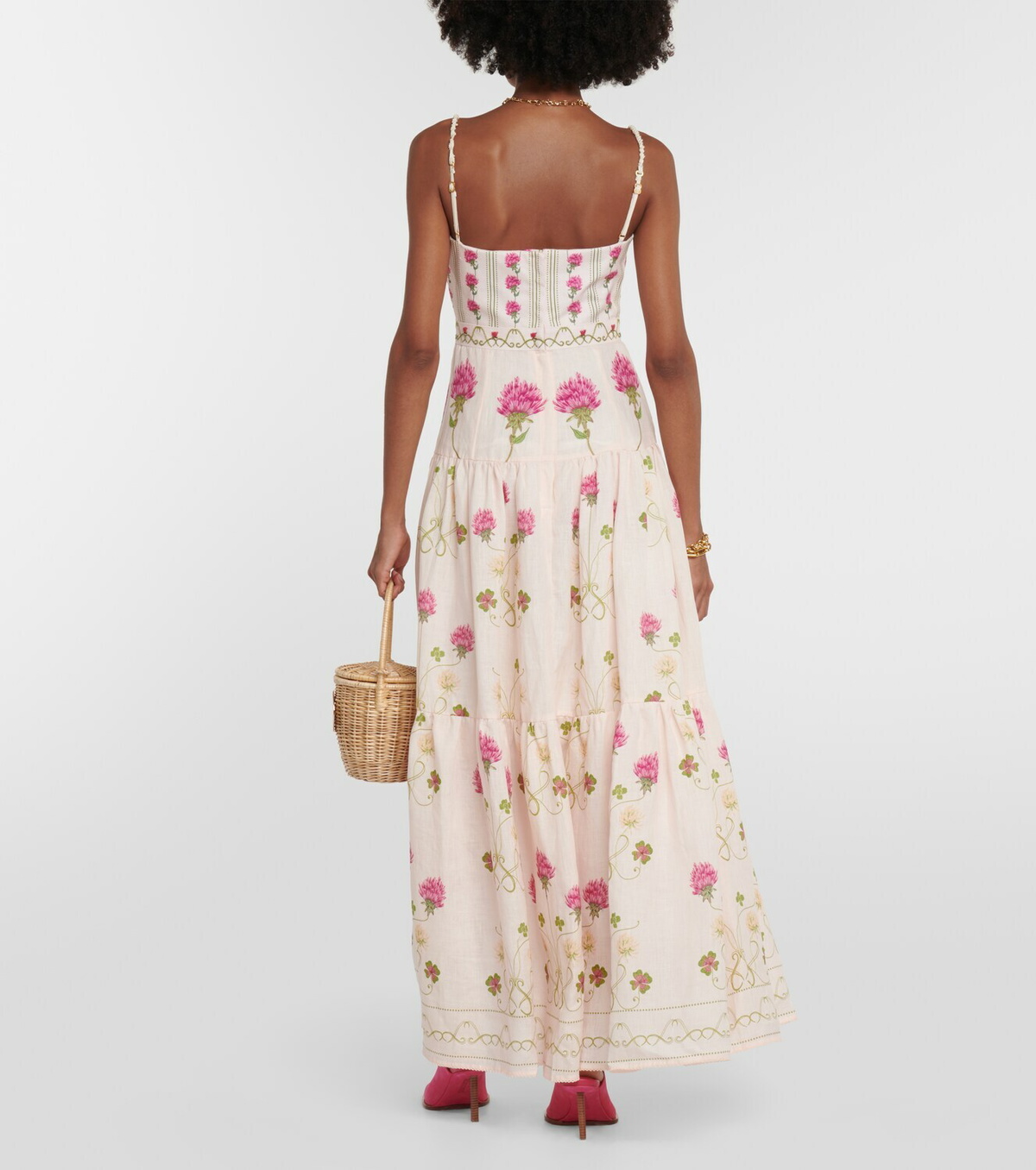 Agua By Agua Bendita Lima Floral Linen Maxi Dress Agua By Agua Bendita