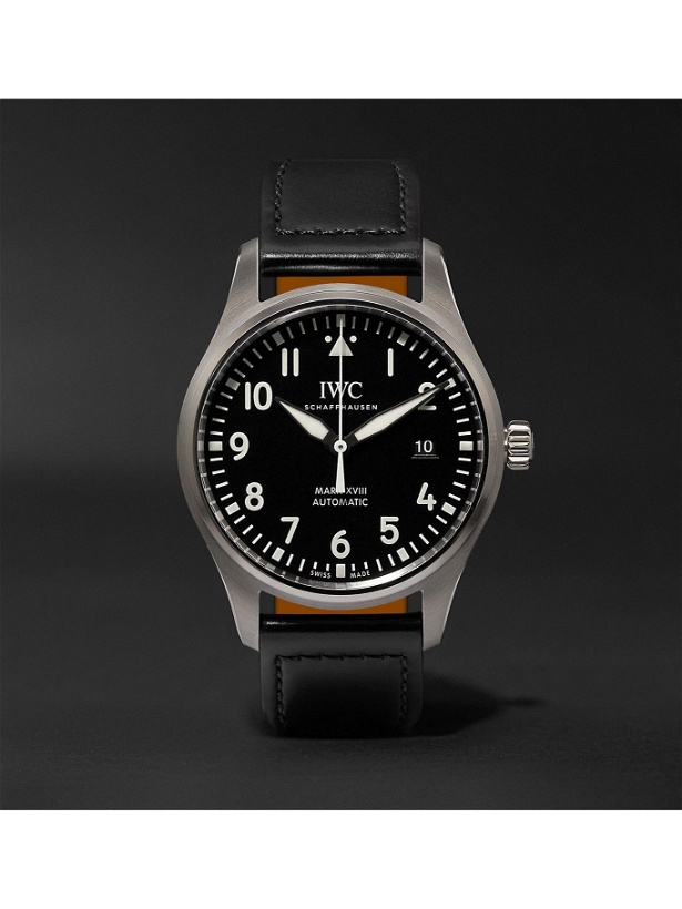 Photo: IWC Schaffhausen - Pilot's Mark XVIII Automatic 40mm Stainless Steel and Leather Watch, Ref. No. IW327009