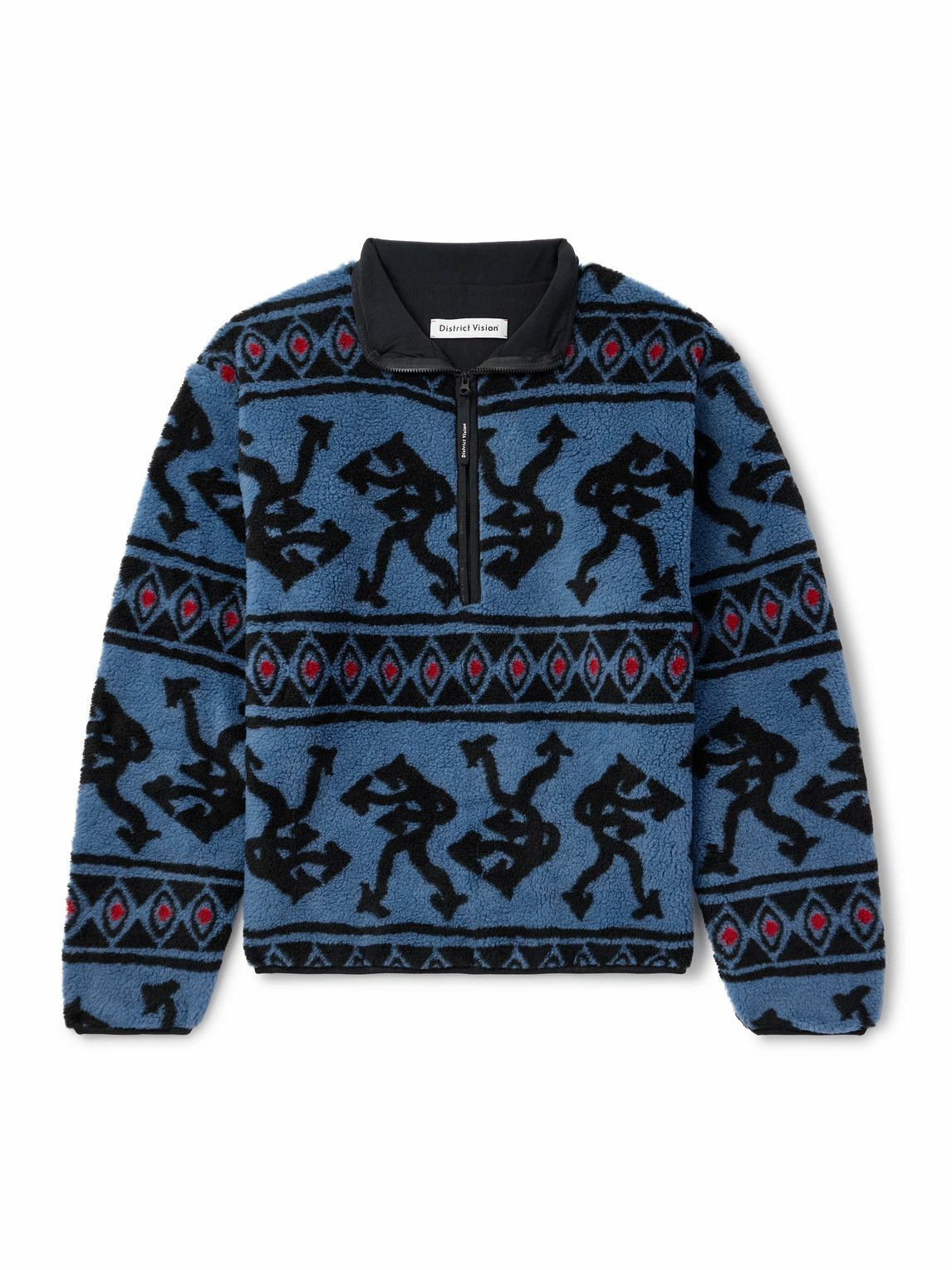 DISTRICT VISION - Printed Fleece Half-Zip Sweatshirt - Blue