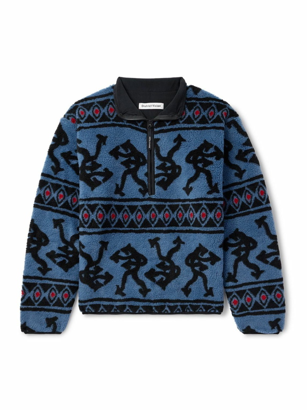 Photo: DISTRICT VISION - Printed Fleece Half-Zip Sweatshirt - Blue