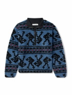 DISTRICT VISION - Printed Fleece Half-Zip Sweatshirt - Blue
