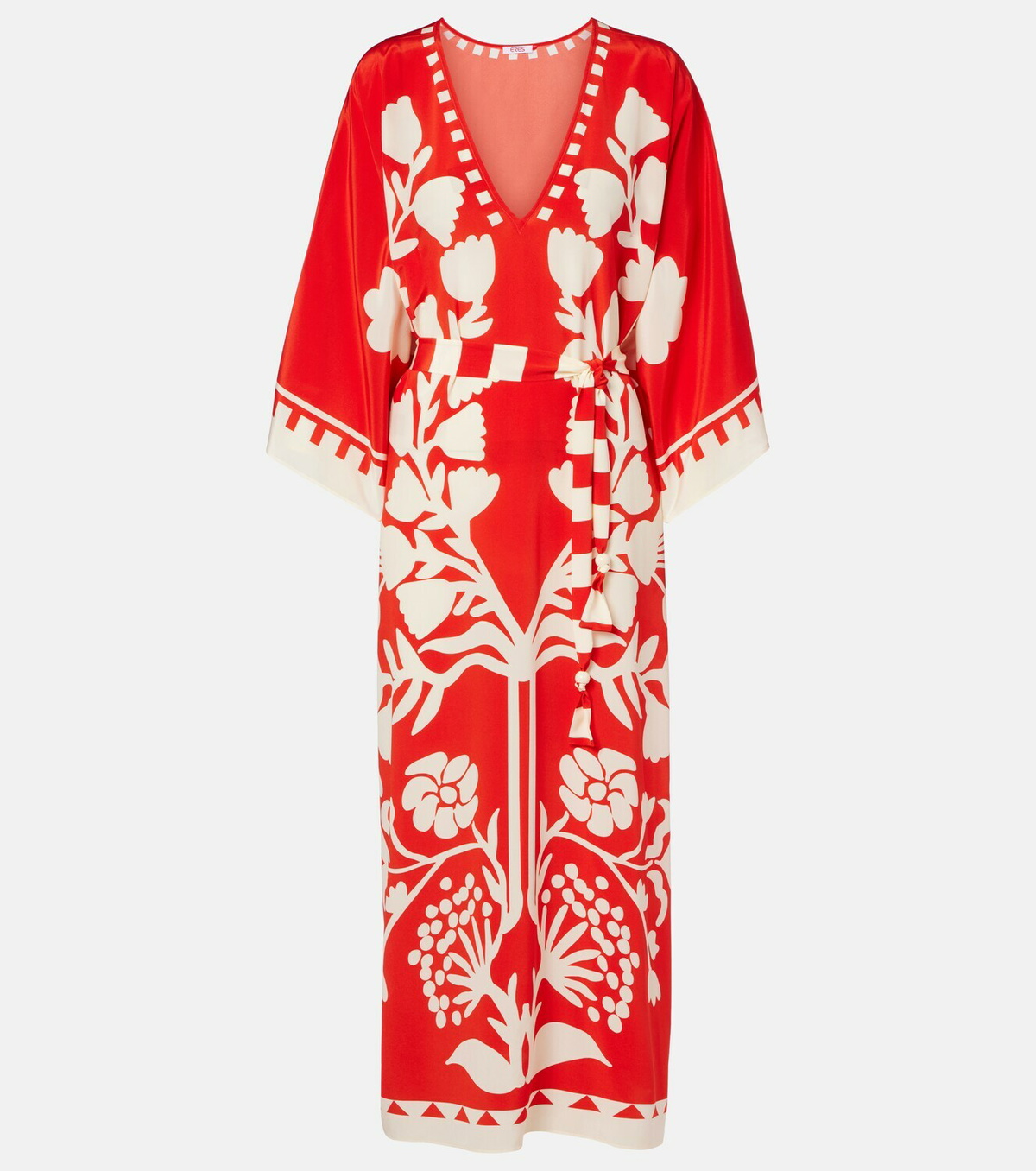 Eres Belted printed silk kaftan