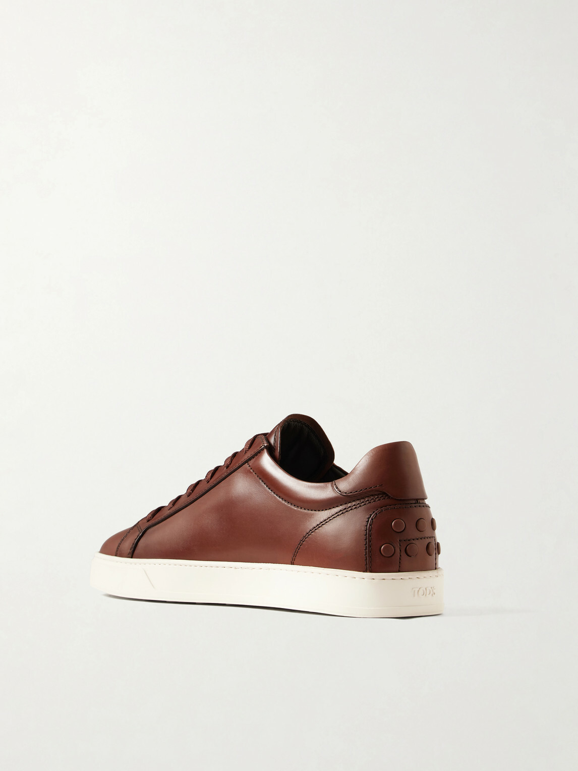 Tod's - Cassetta Rubber-Trimmed Glossed-Leather Sneakers - Brown