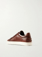 Tod's - Cassetta Rubber-Trimmed Glossed-Leather Sneakers - Brown