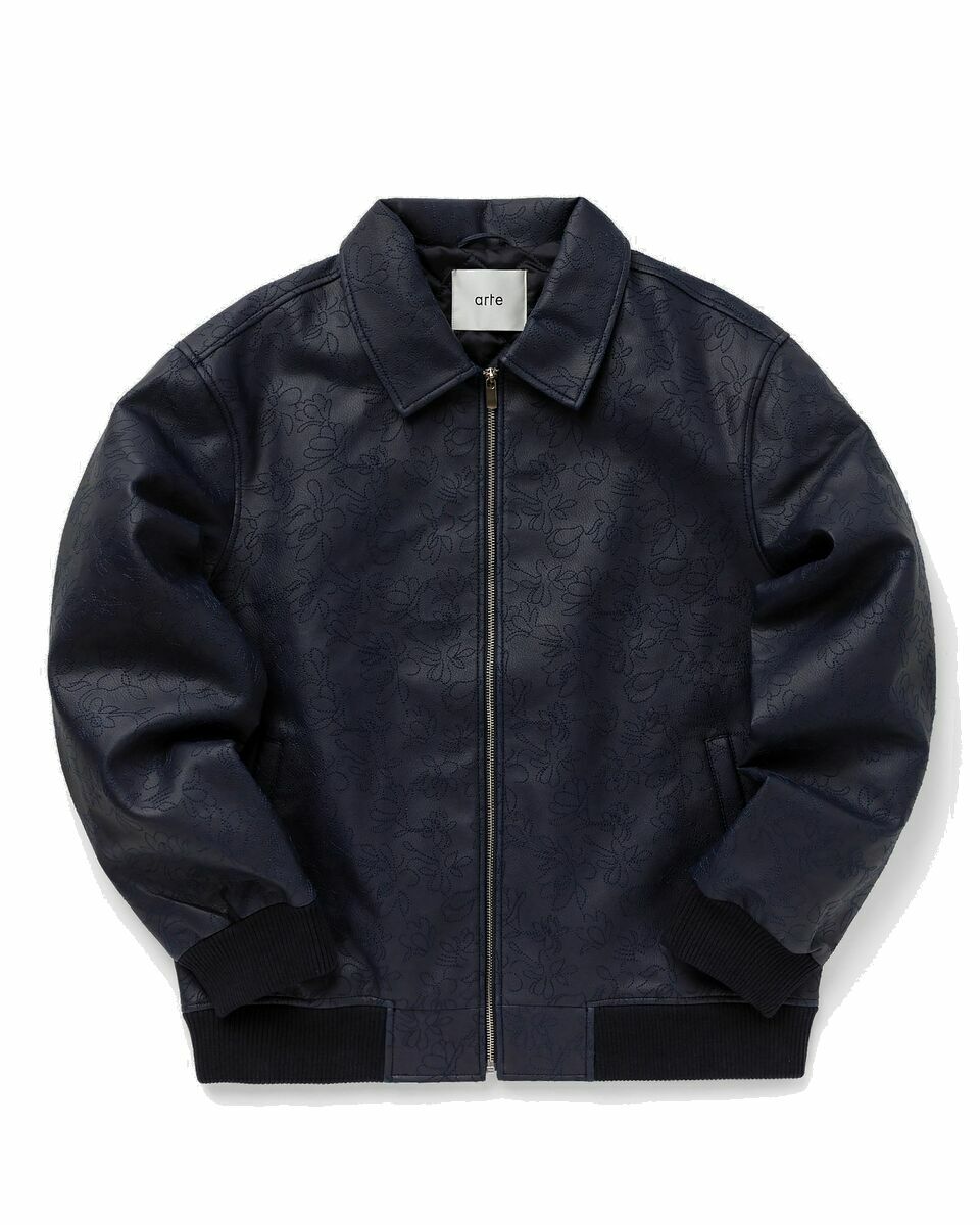 Photo: Arte Antwerp All Embroidery Leather Jacket Blue - Mens - Bomber Jackets