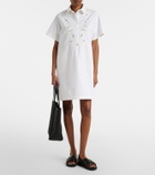 Moncler Embroidered cotton-blend poplin midi dress