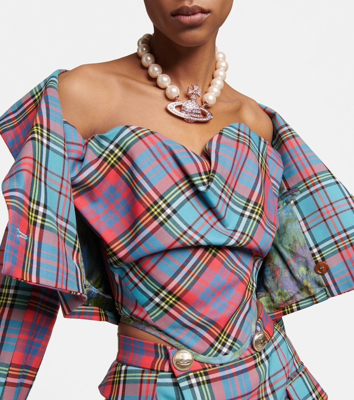 VIVIENNE WESTWOOD tartan wool cape
