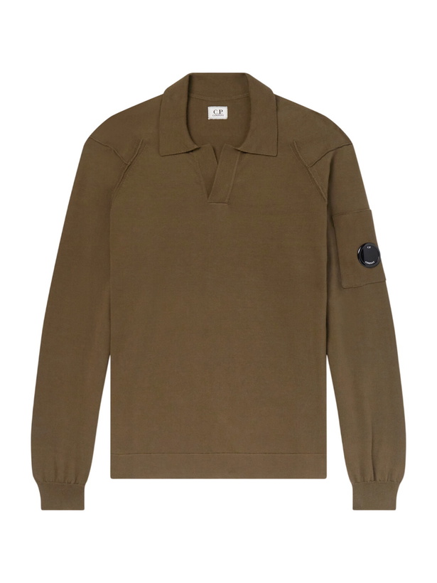Photo: C.P. Company - Logo-Appliquéd Sea Island Cotton Polo Sweater - Green