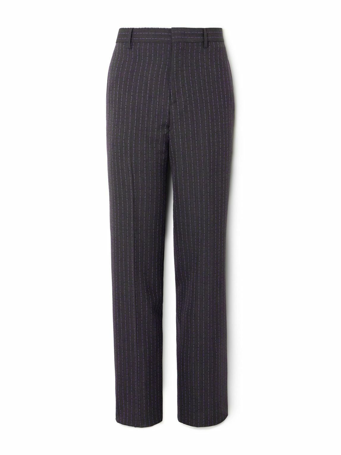 Etro - Straight-Leg Logo-Embroidered Wool-Blend Jacquard Suit Trousers - Gray
