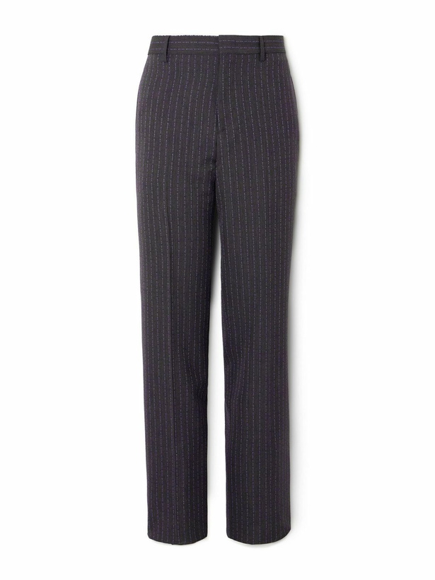 Photo: Etro - Straight-Leg Logo-Embroidered Wool-Blend Jacquard Suit Trousers - Gray