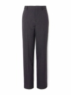 Etro - Straight-Leg Logo-Embroidered Wool-Blend Jacquard Suit Trousers - Gray