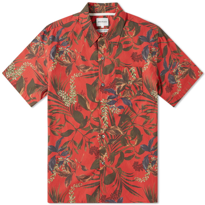 Photo: Norse Projects Short Sleeve Carsten Floral Print Vacation Shirt Askja Red
