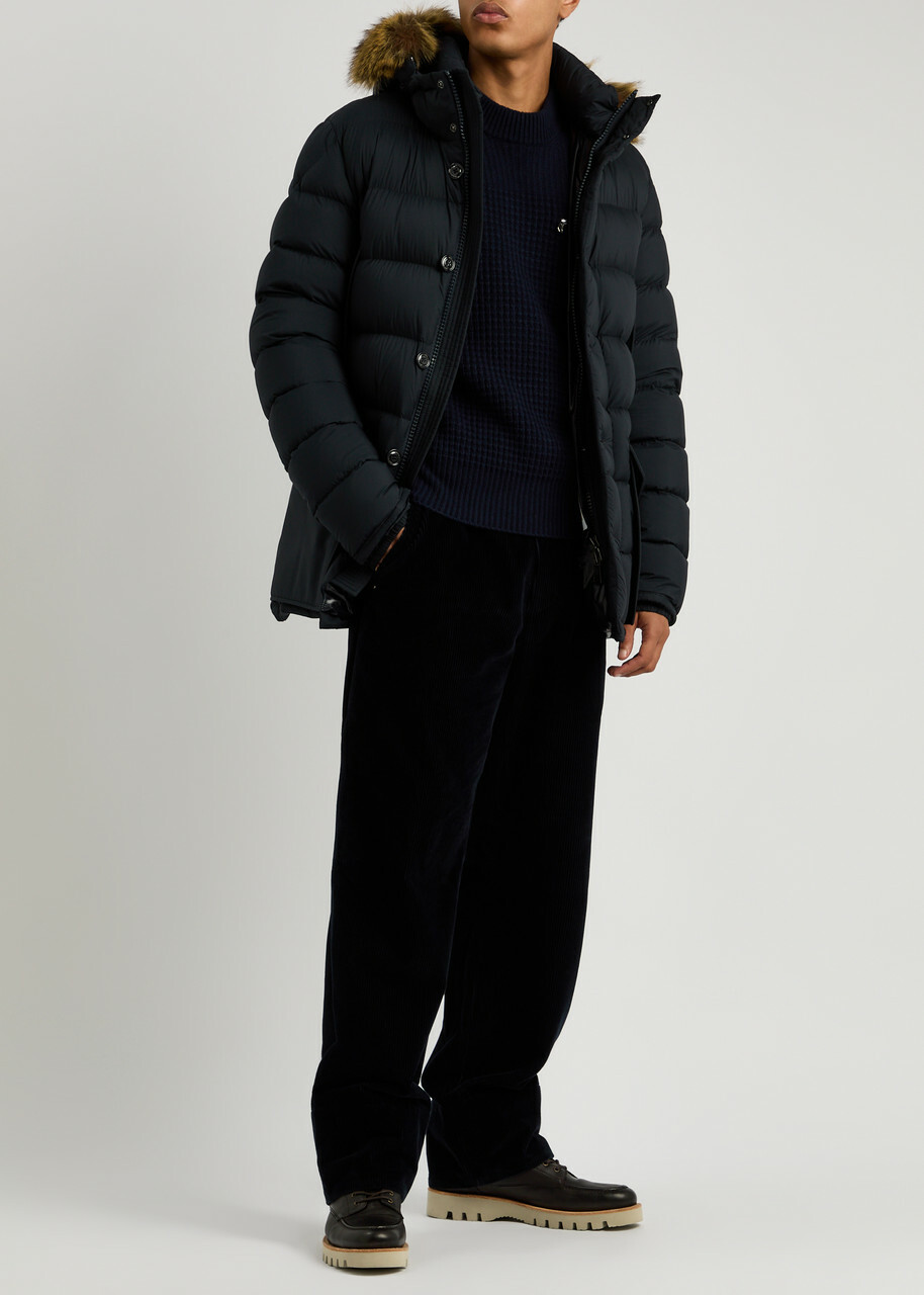 Moncler Clunye Hooded Quilted Nylon Parka Navy