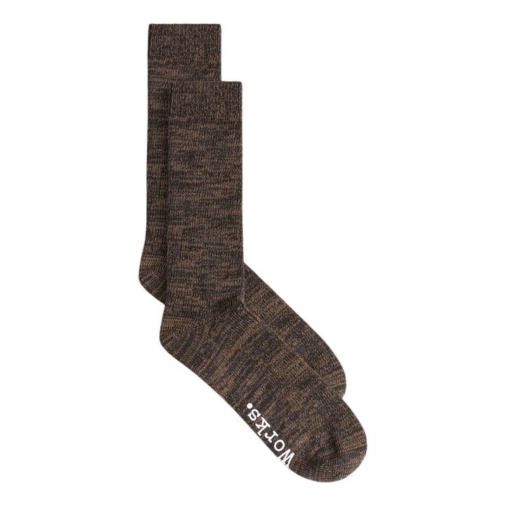 Photo: Universal Works Men's Slub Knit Slub Sock in Charcoal