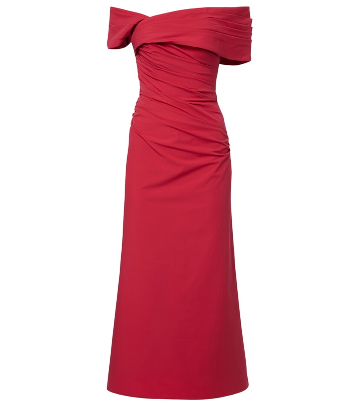 Photo: Rachel Gilbert Gale draped off-shoulder cocktail dress